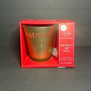 Lenox Naughty or Nice Gold Glass Votive Tea Light Candle Holder Christmas Decor